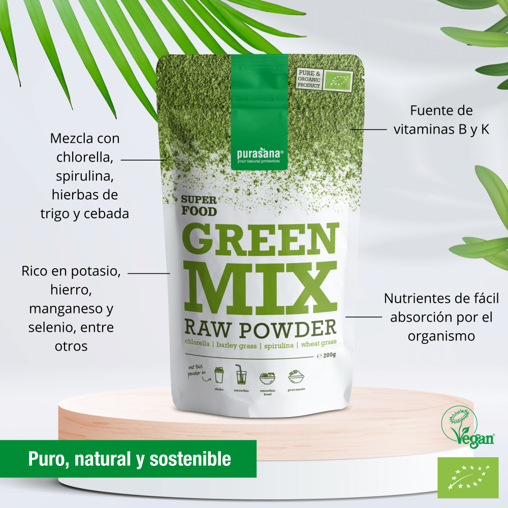 purasana superfood Green Mix raw powder 200 g BIO