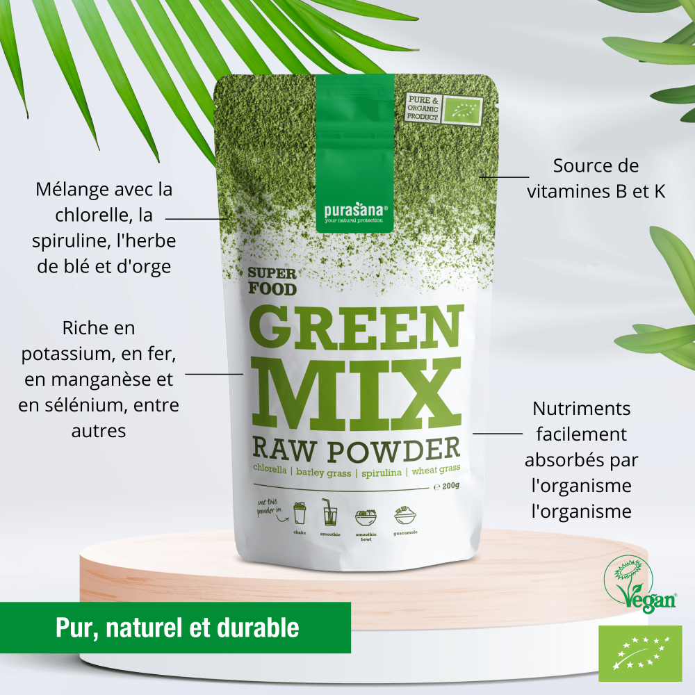 purasana superfood Green Mix raw powder 200 g BIO