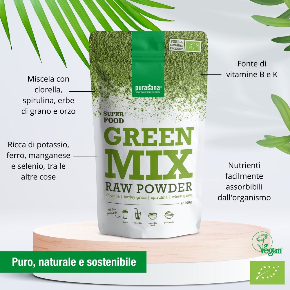 purasana superfood Green Mix raw powder 200 g BIO