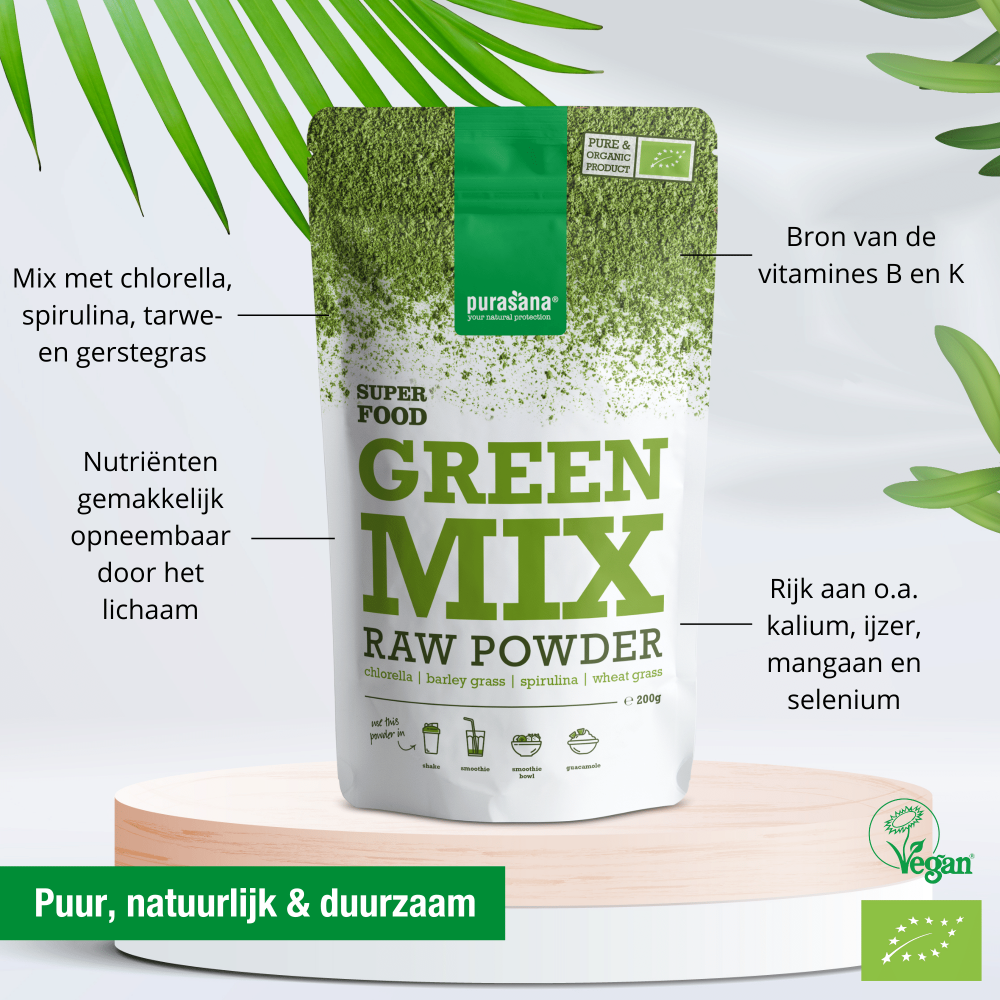 purasana superfood Green Mix raw powder 200 g BIO