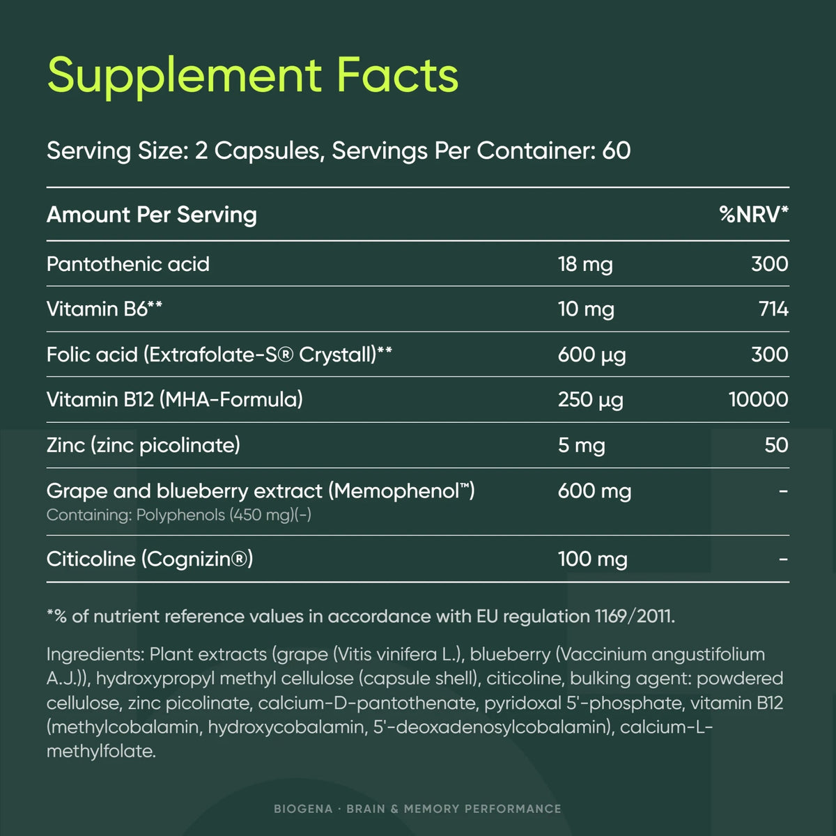 Brain & Memory Performance - BIOGENA - B. Health Shop