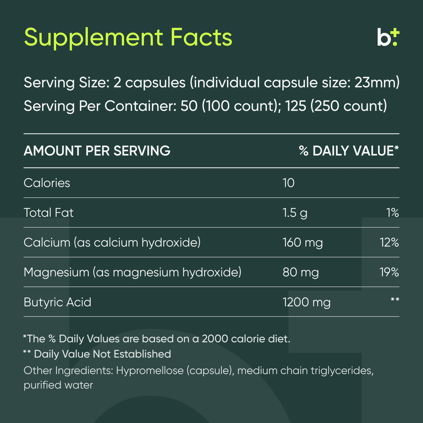 Butyrate (Cal - Mag) - BodyBio - B. Health Shop
