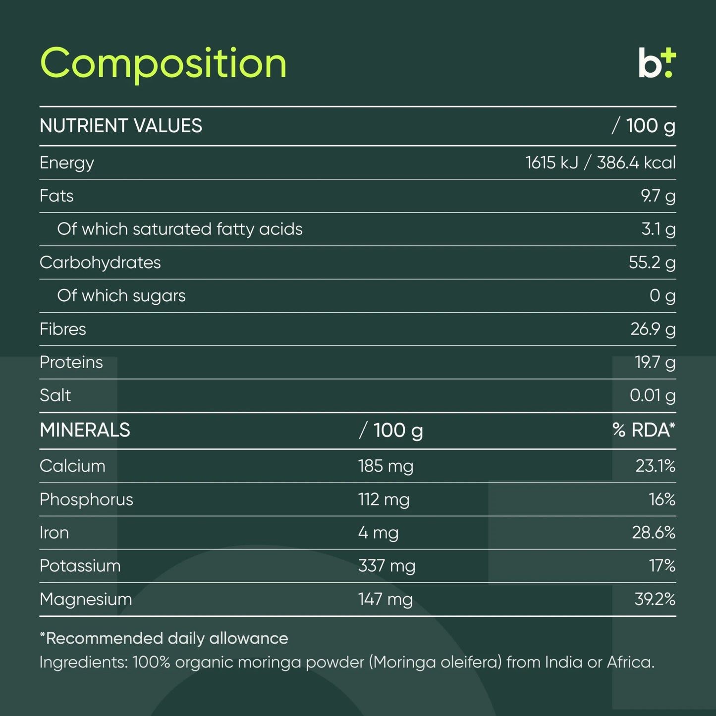 Moringa Powder - purasana - B. Health Shop