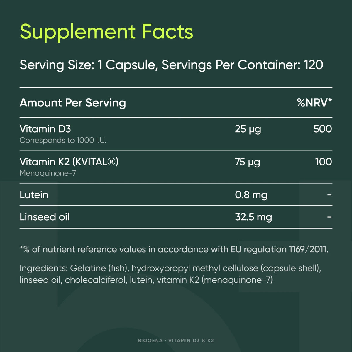 Vitamin D3 & K2 - BIOGENA - B. Health Shop