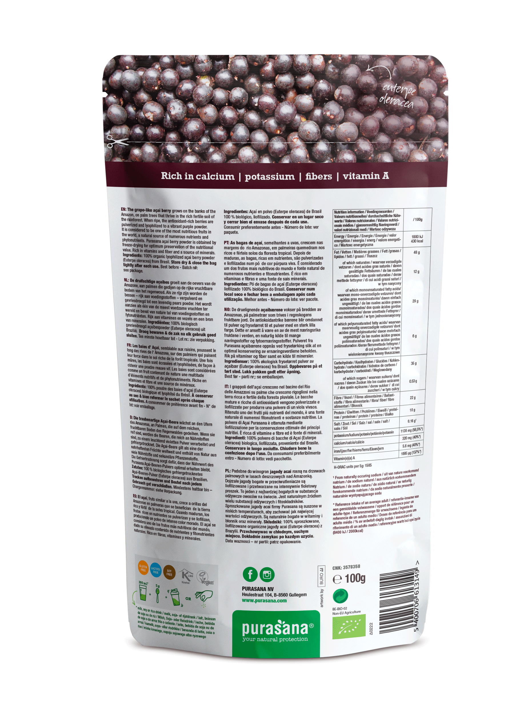 Acai berry freeze dried powder 100 g BIO