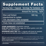Olive Leaf Extract - 15% Oleuropein - 500 mg, 60 capsules