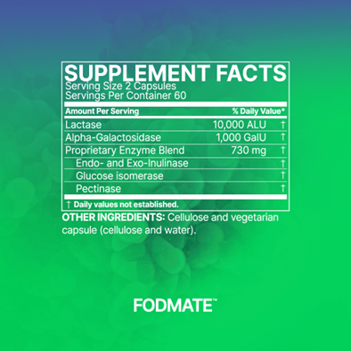 FODMATE Enzymes supplement facts