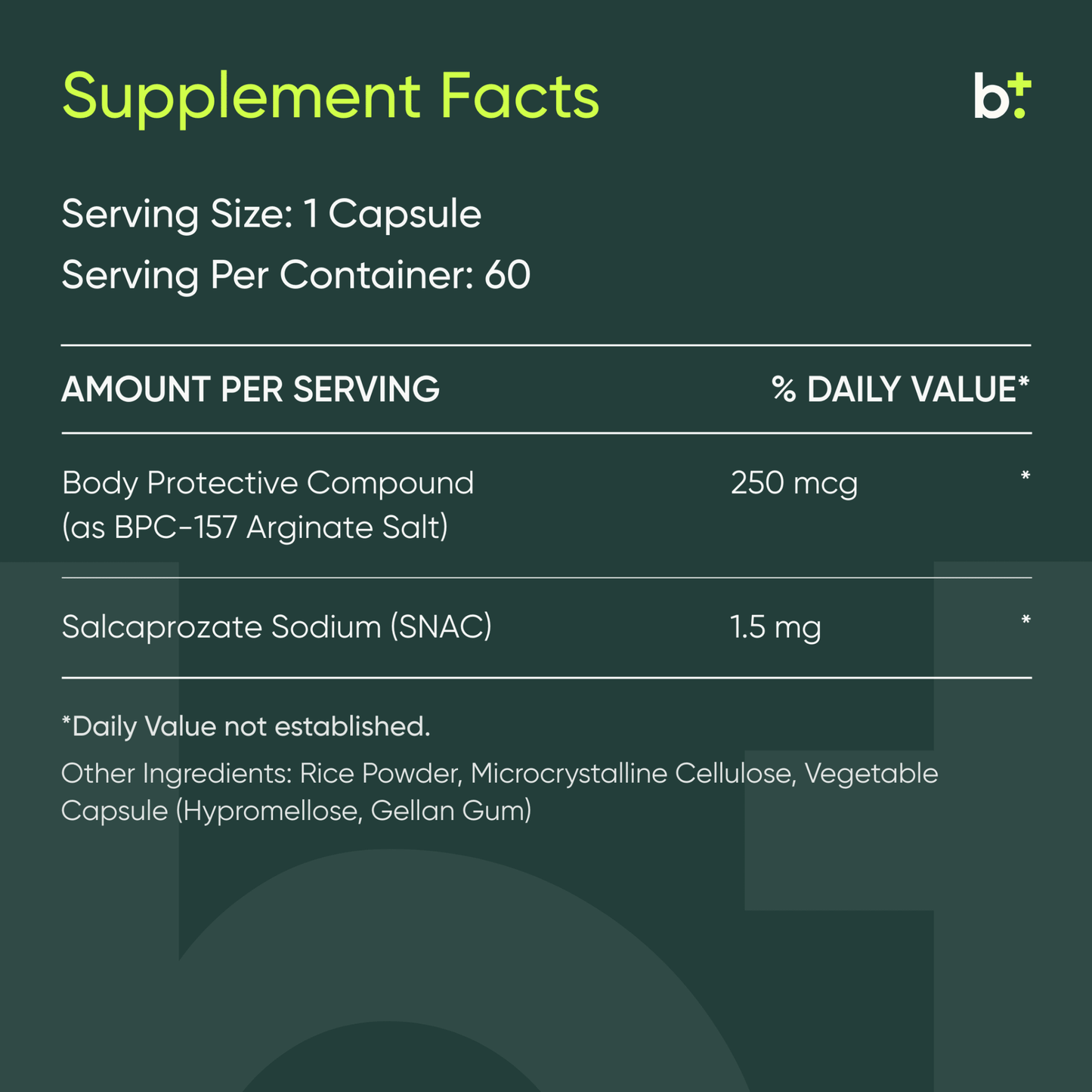 bpc 157 capsules ingredients InfiniWell BPC-157 Delayed 250mcg