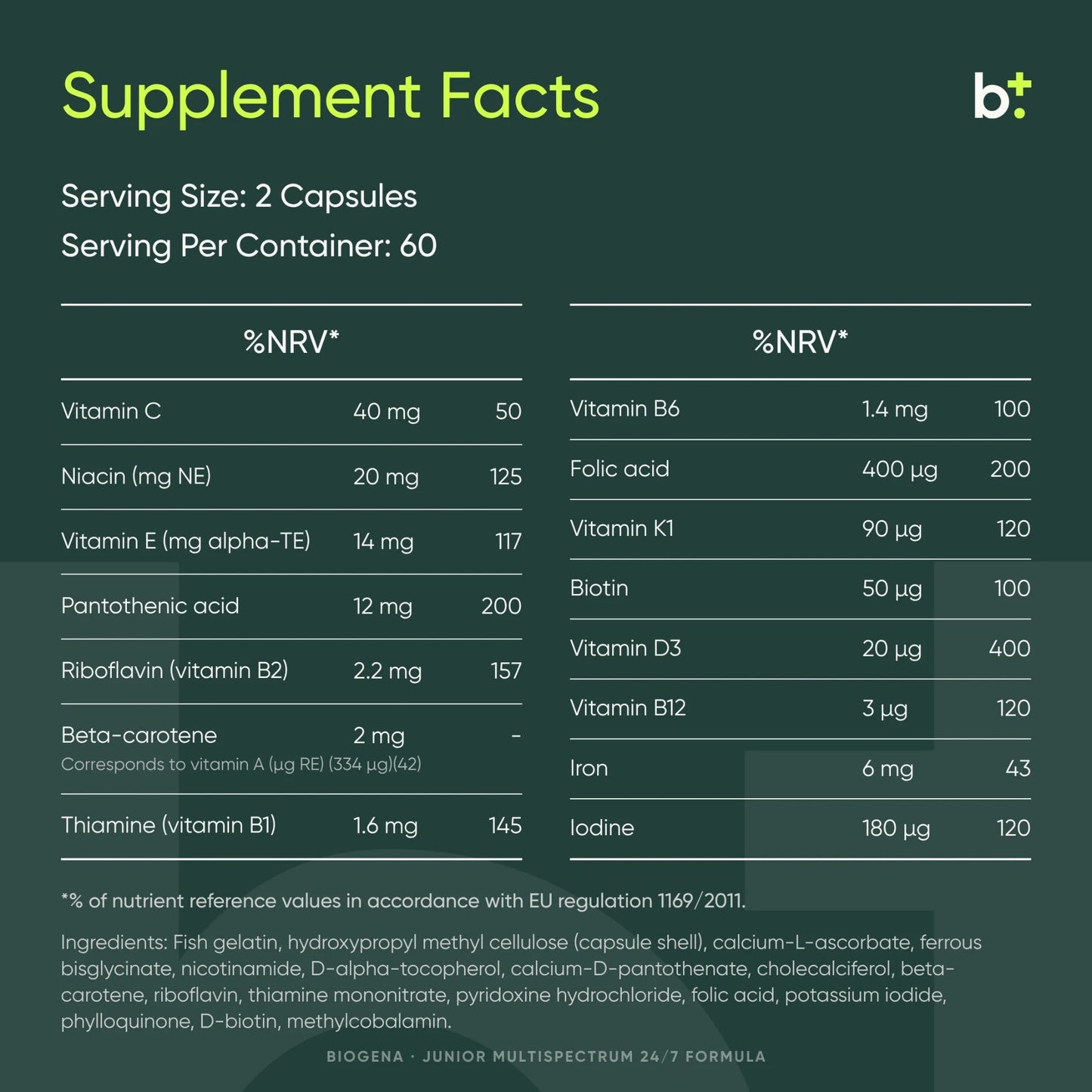 Junior Multispectrum 24/7 Formula - BIOGENA - B. Health Shop