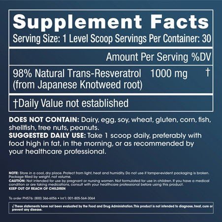 Micronized Trans Resveratrol Powder - ProHealth - B. Health Shop