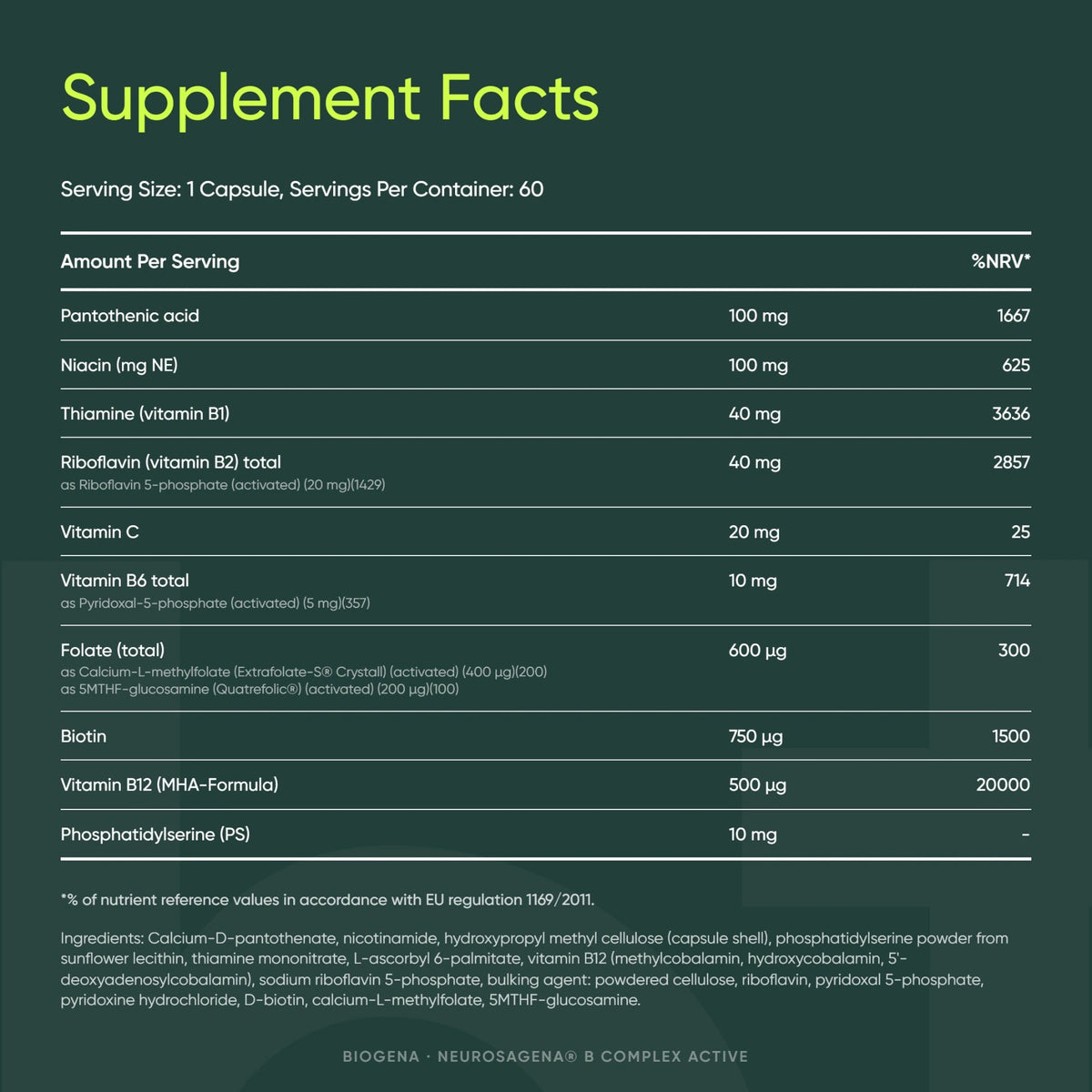 Neurosagena® B Complex Active - BIOGENA - B. Health Shop