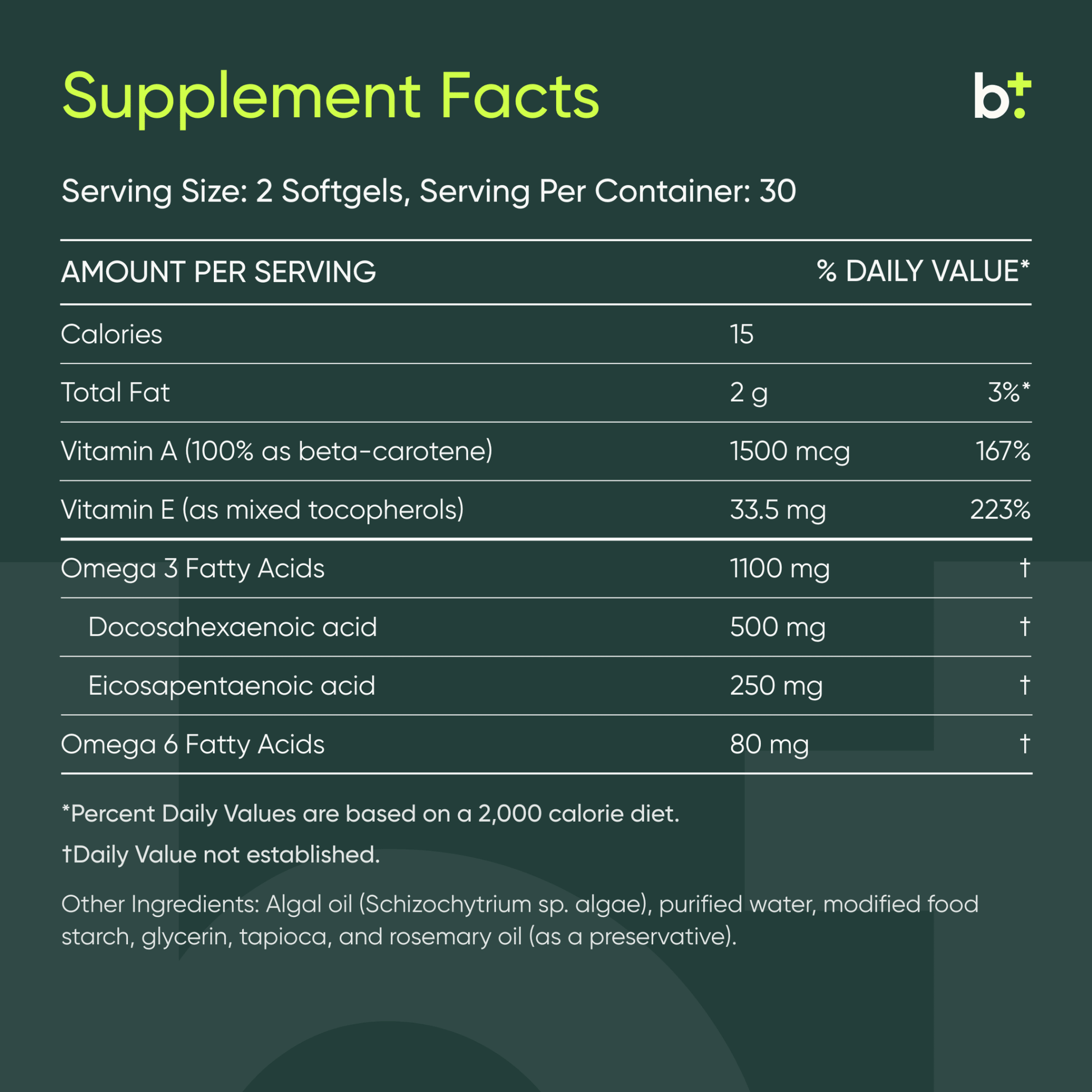 Omega 3 Algae A+E® - RnA ReSet - B. Health Shop