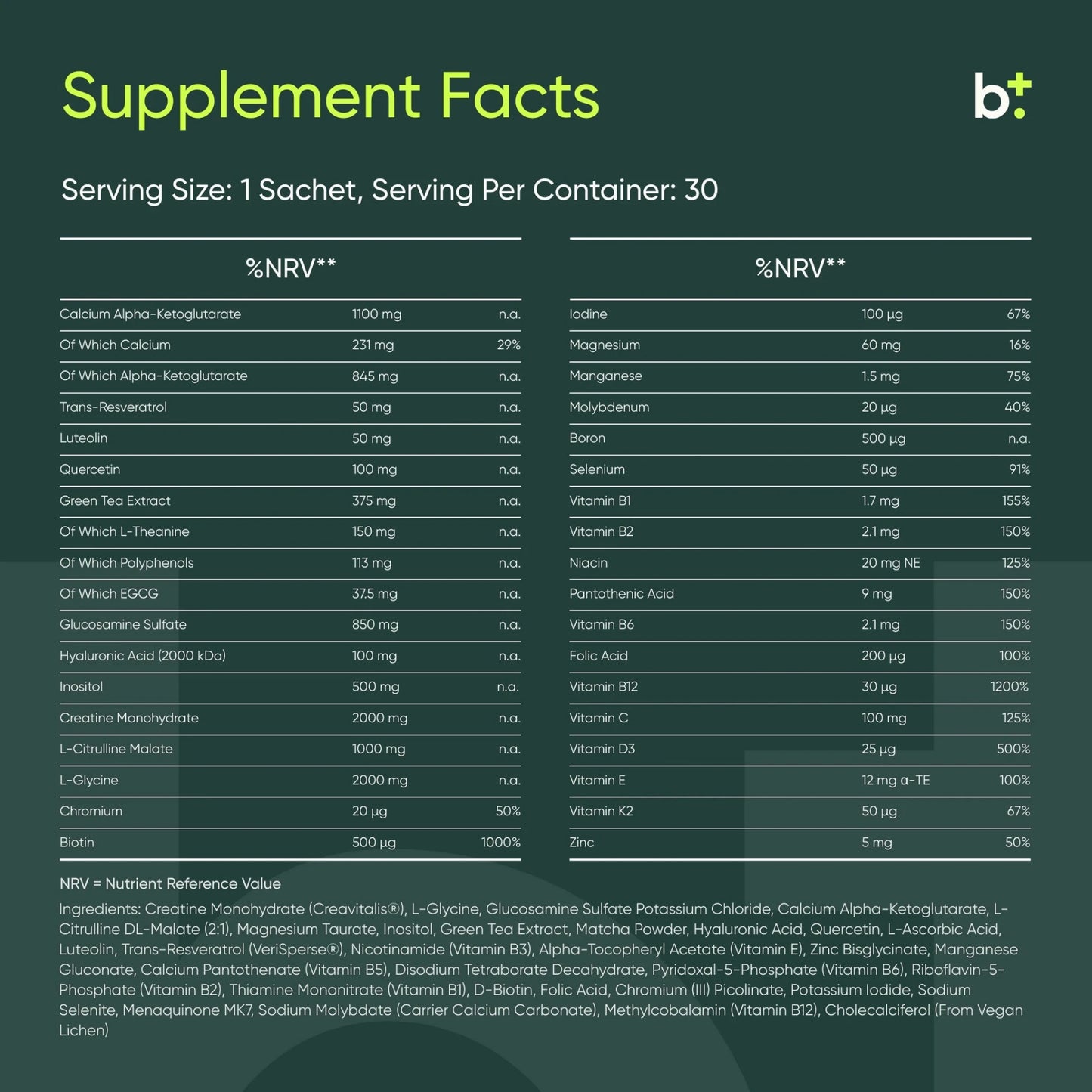 ONE Longevity Complex "Matcha" - Moleqlar - B. Health Shop
