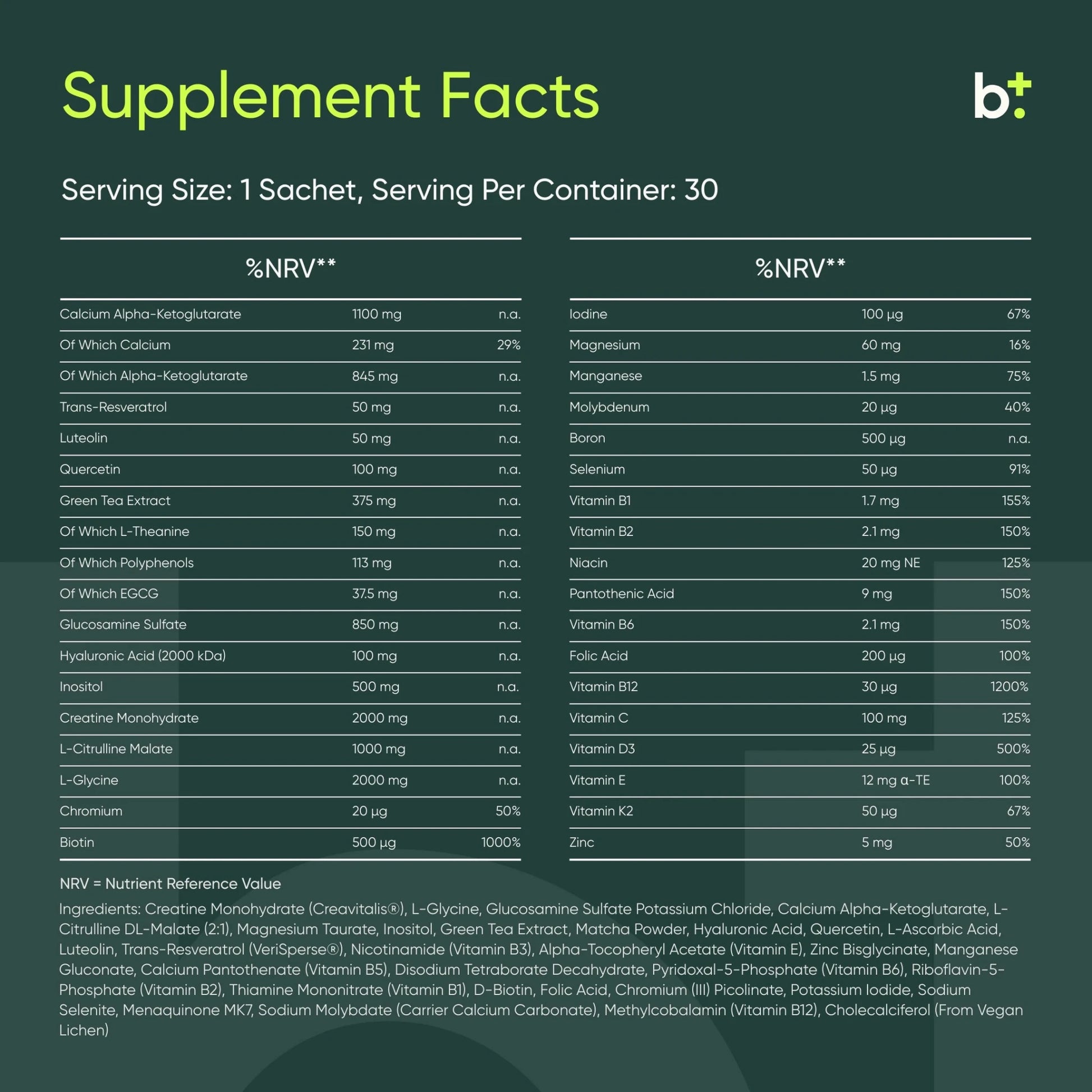 ONE Longevity Complex "Matcha" - Moleqlar - B. Health Shop