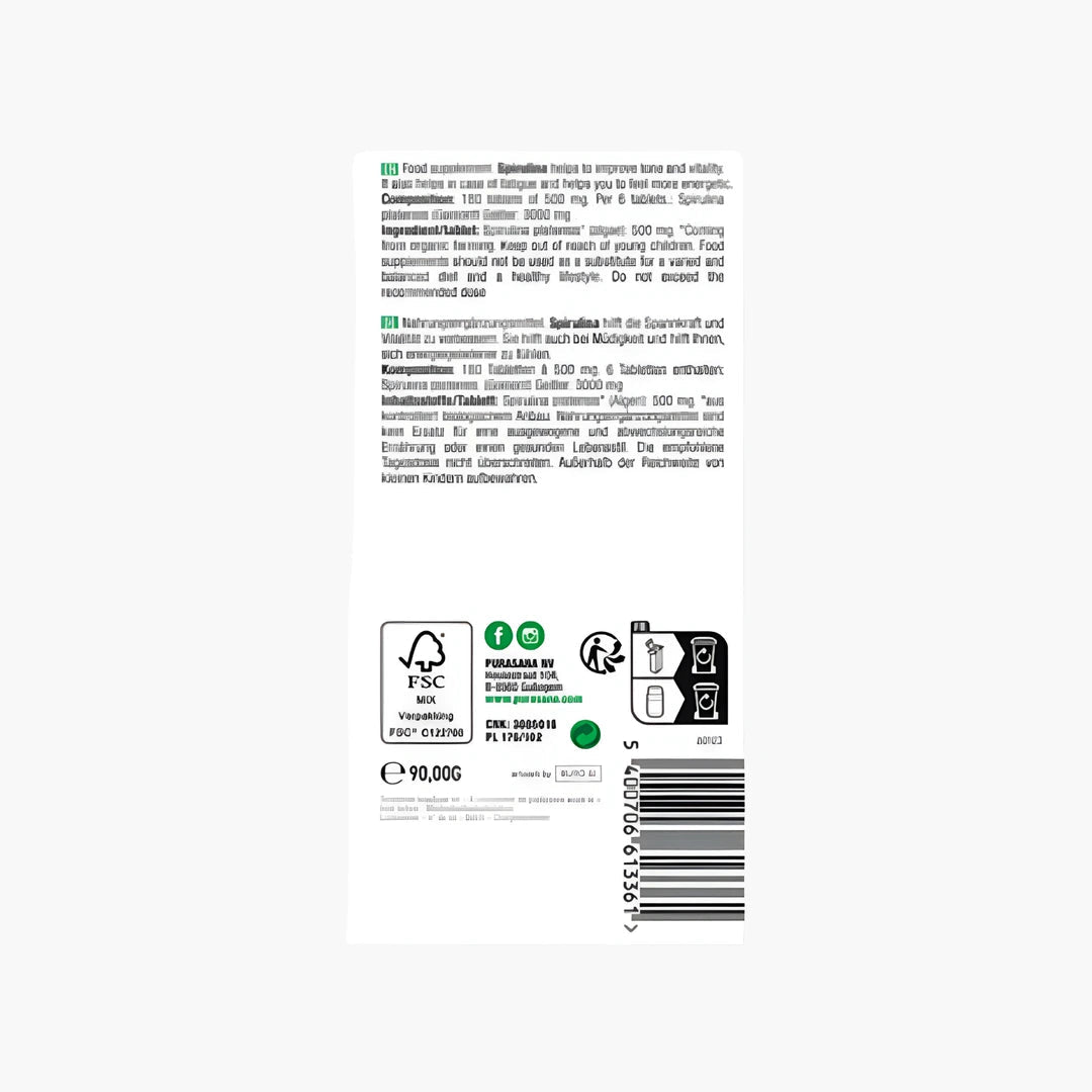 Spirulina Tablets (180) - purasana - B. Health Shop