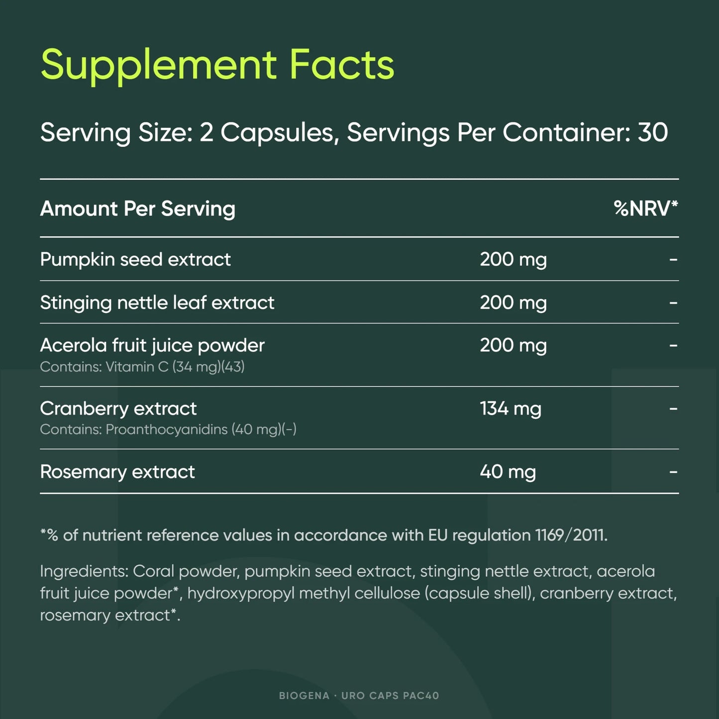 Uro Caps PAC40 - BIOGENA - B. Health Shop