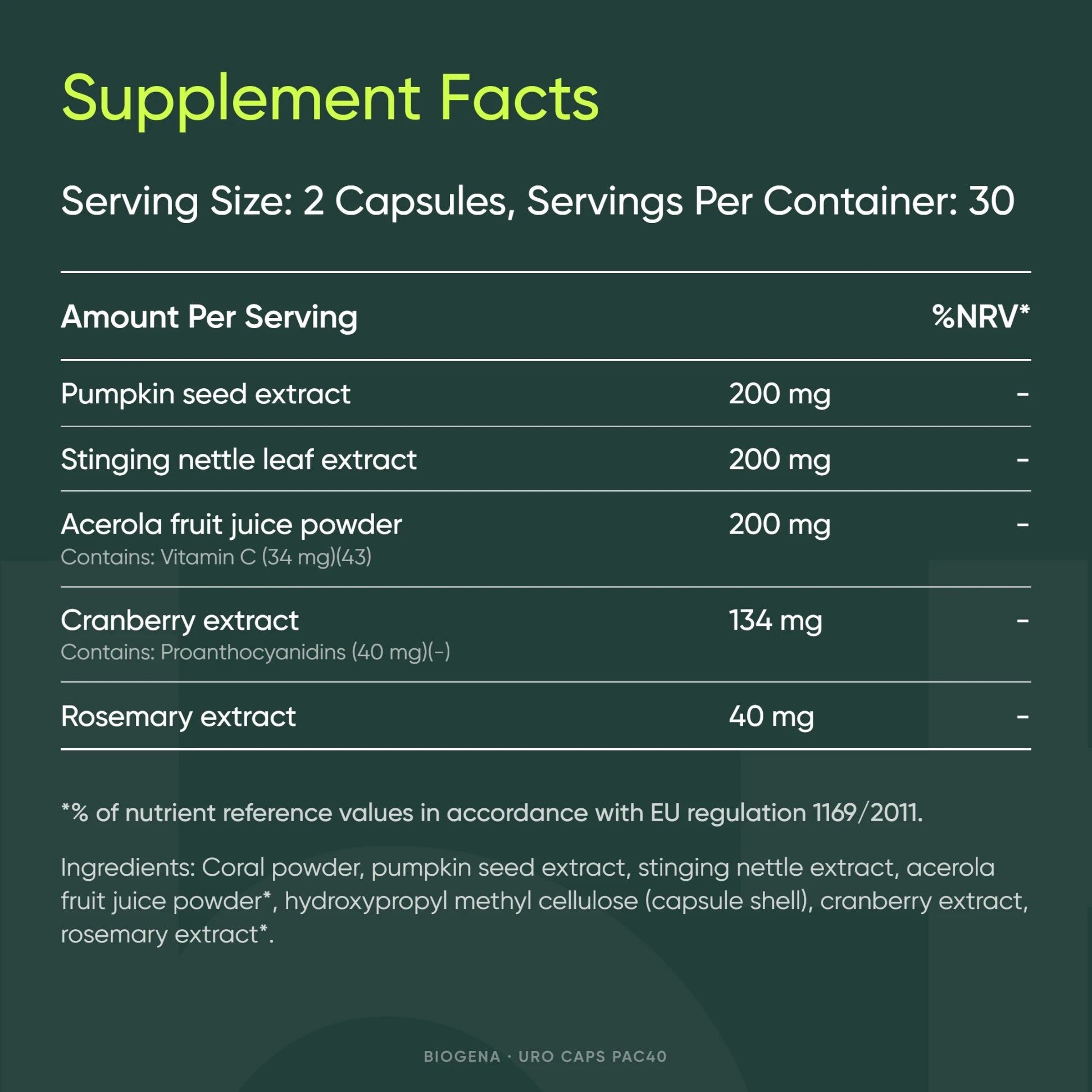 Uro Caps PAC40 - BIOGENA - B. Health Shop