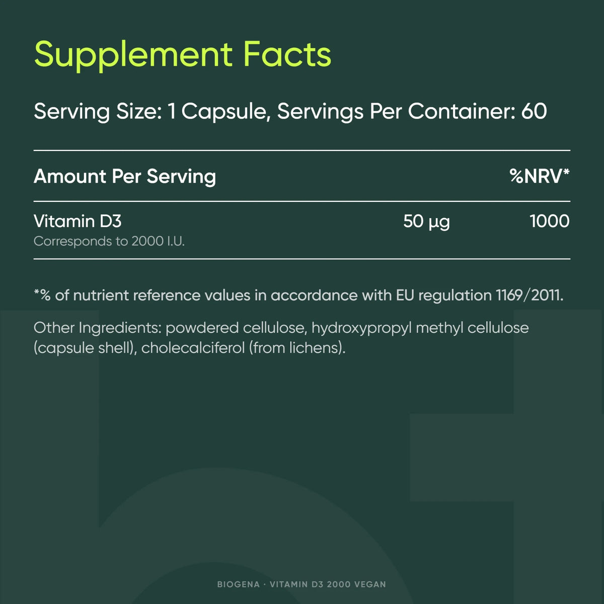 Vitamin D3 2000 Vegan - BIOGENA - B. Health Shop