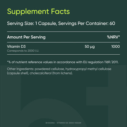 Vitamin D3 2000 Vegan - BIOGENA - B. Health Shop