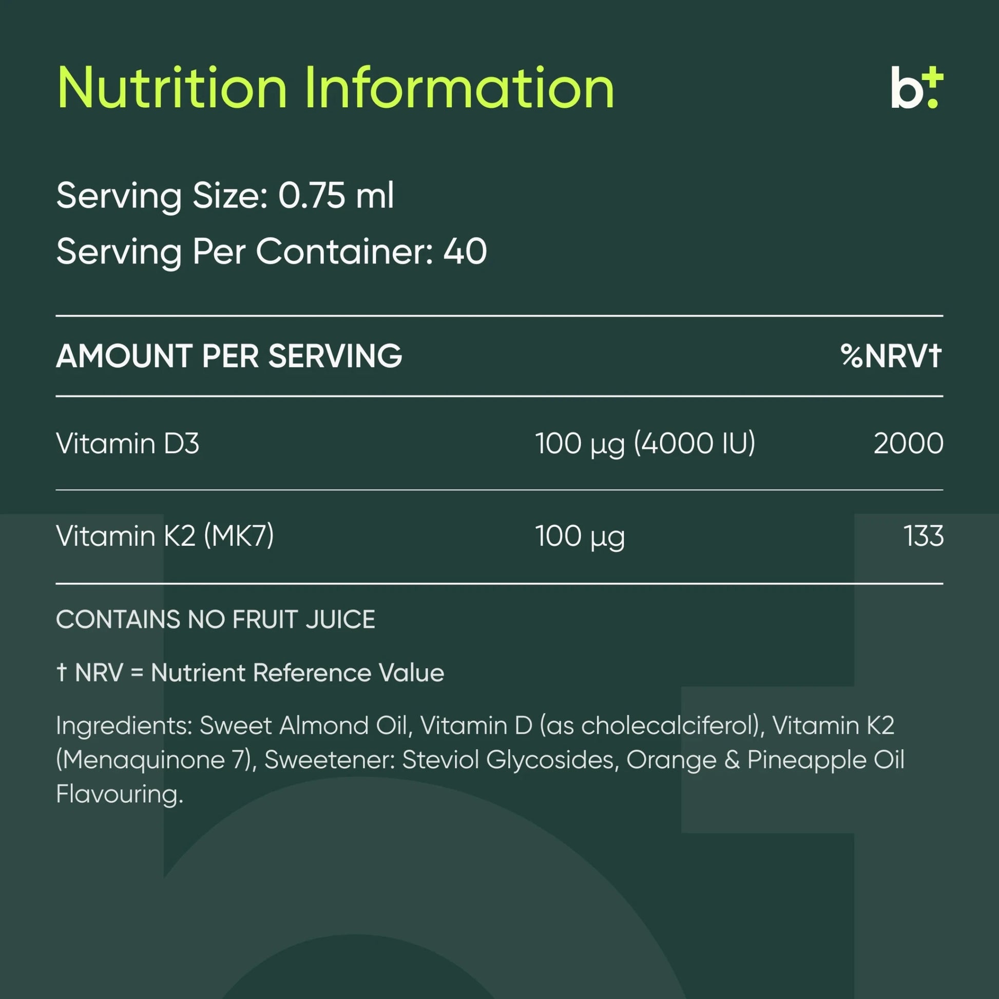 Vitamin D3 + K2 Drops - Hinnao - B. Health Shop