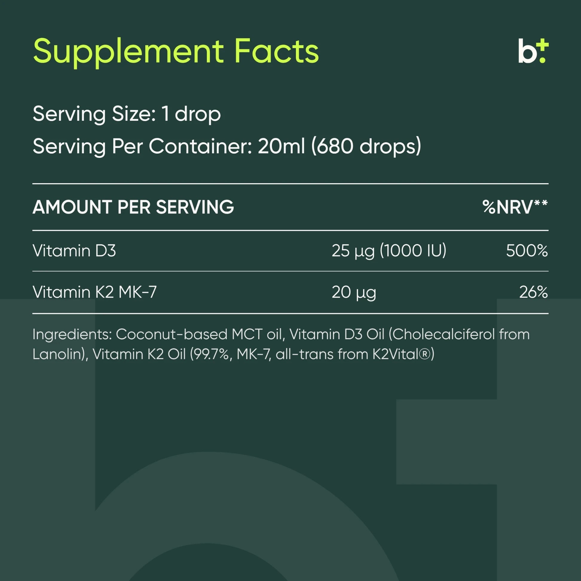 Vitamin D3 K2 Drops - Moleqlar - B. Health Shop