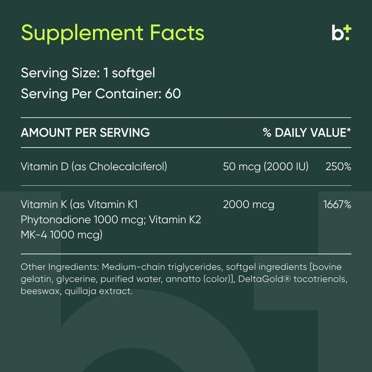 Vitamin D+K Pro - Designs for Sport - B. Health Shop