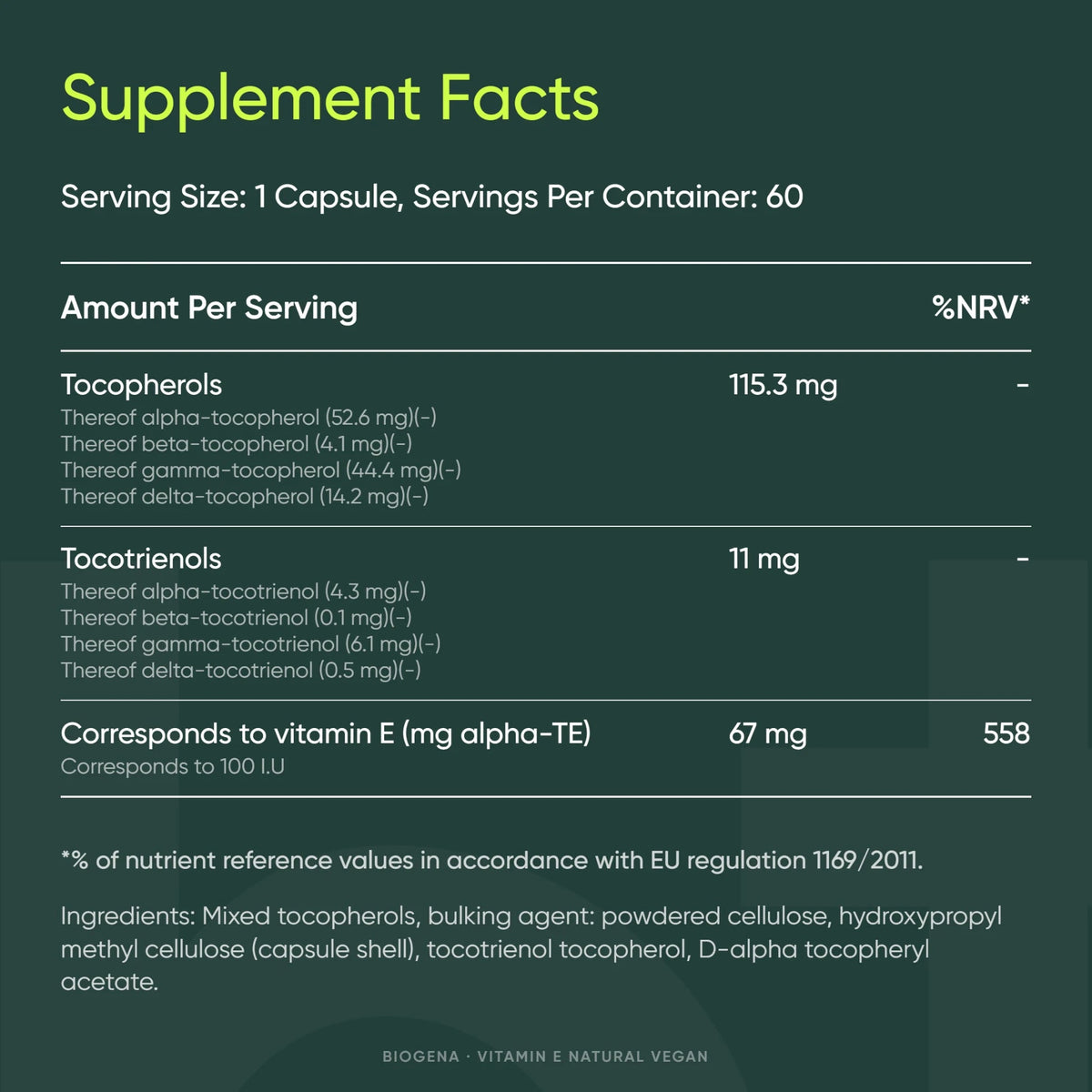 Vitamin E Natural Vegan - BIOGENA - B. Health Shop