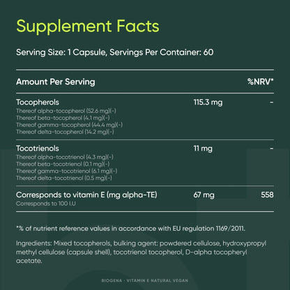 Vitamin E Natural Vegan - BIOGENA - B. Health Shop