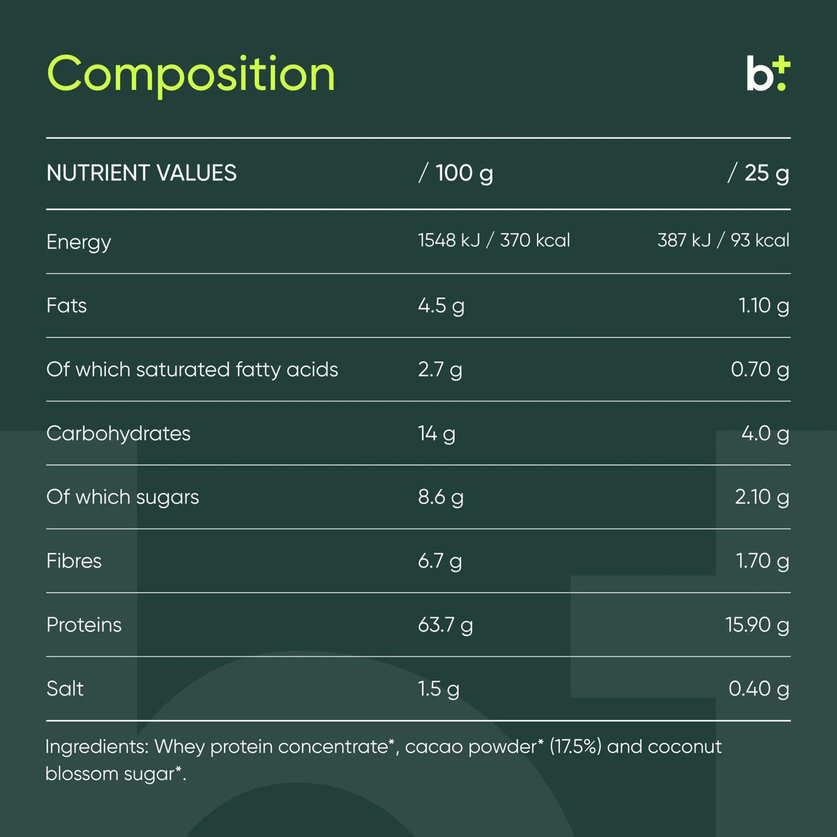 Whey Protein Cacao - purasana - B. Health Shop