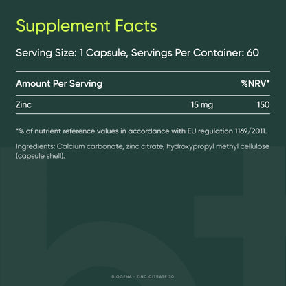 Zinc Citrate 30 - BIOGENA - B. Health Shop