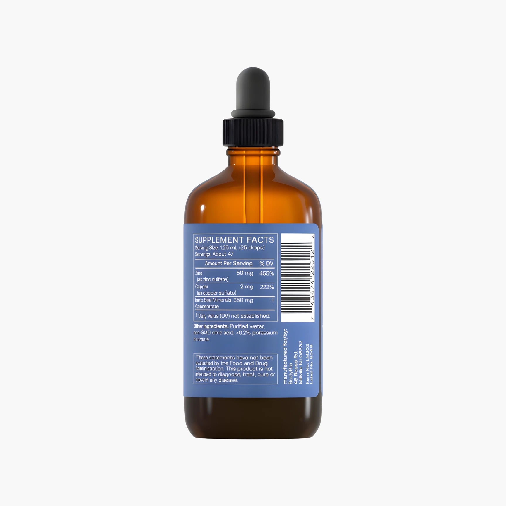 Zinc Liquid Mineral - BodyBio - B. Health Shop