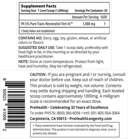 prohealth-micronized trans resveratrol powder