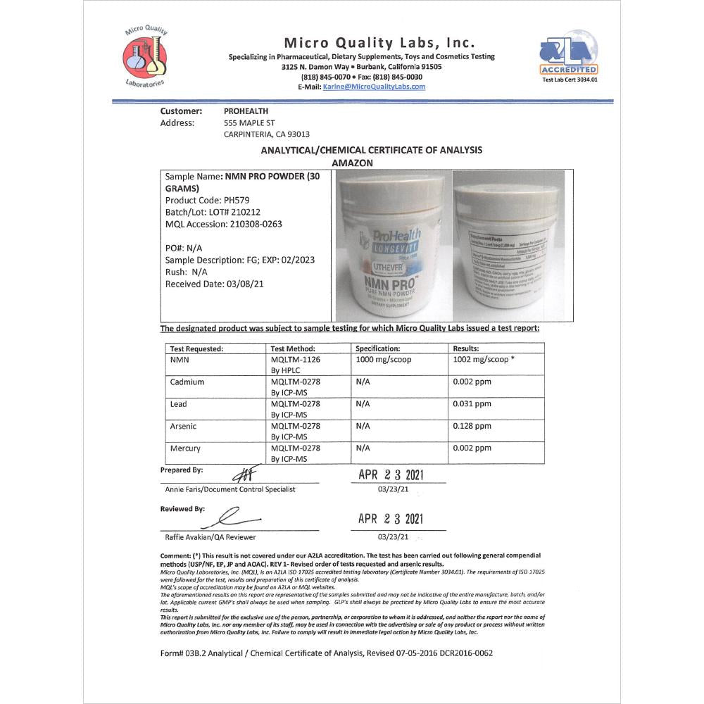 NMN Pro™ Micronized Powder - ProHealth - B. Health Shop