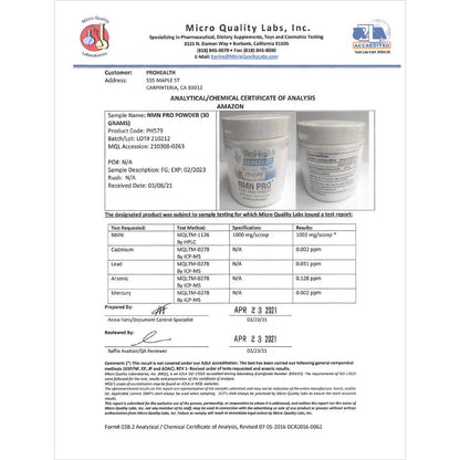 NMN Pro™ Micronized Powder - ProHealth - B. Health Shop