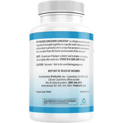 Optimized Curcumin Longvida® Capsules - ProHealth - B. Health Shop