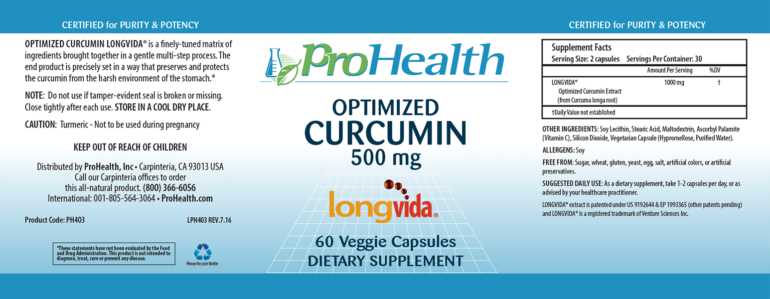 Optimized Curcumin Longvida® Capsules - ProHealth - B. Health Shop